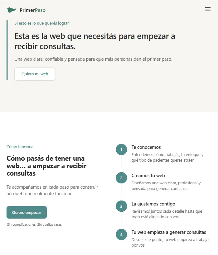 Recorrido de una web creada con PrimerPaso