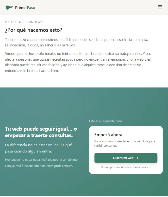 Propósito y llamado a la acción de PrimerPaso