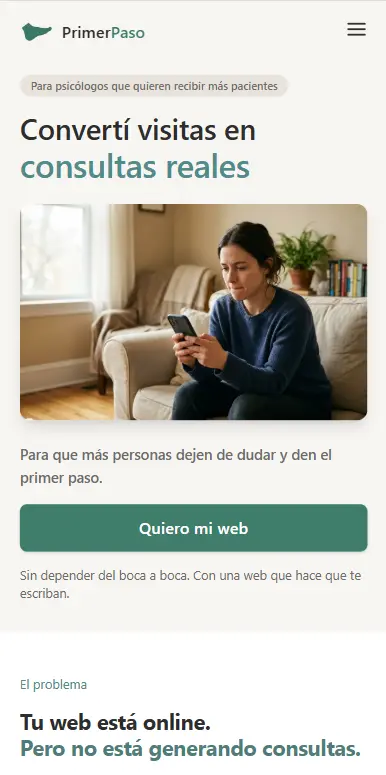 Inicio de una web creada con PrimerPaso